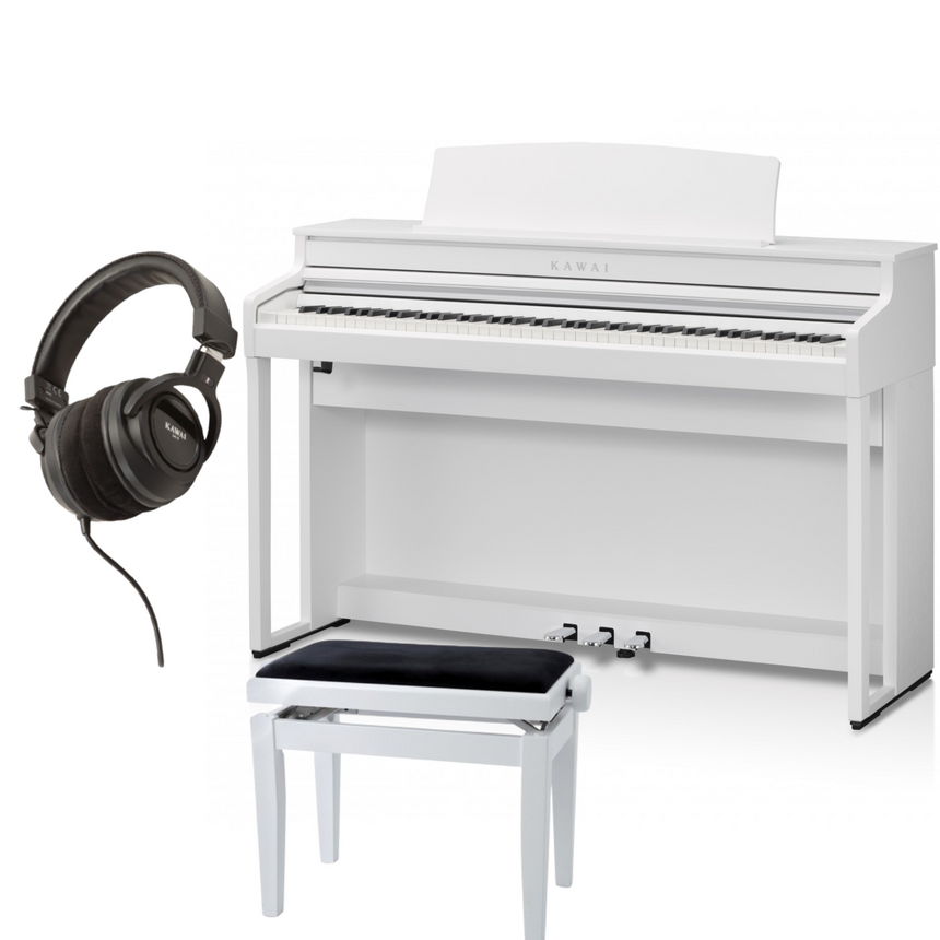 Kawai CA-401 White Matt Bundle avec banc et écouteurs