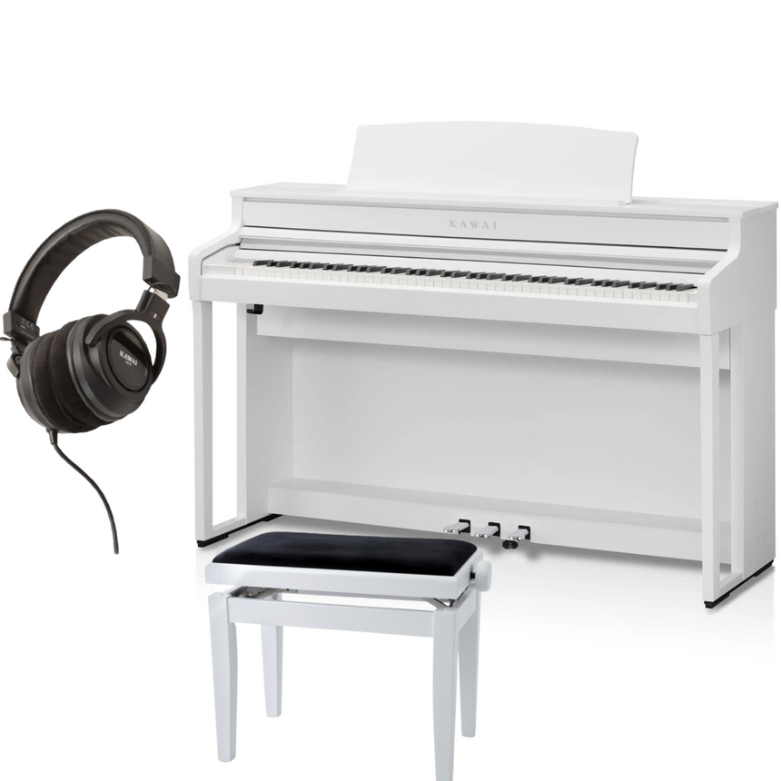 Kawai CA-501 Weiß Matt Bundle mit Bank und Kopfhörer