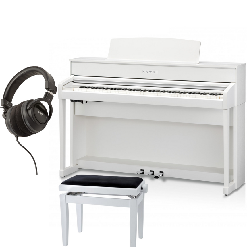 Kawai CA-701 White Matt Bundle avec banc et écouteurs