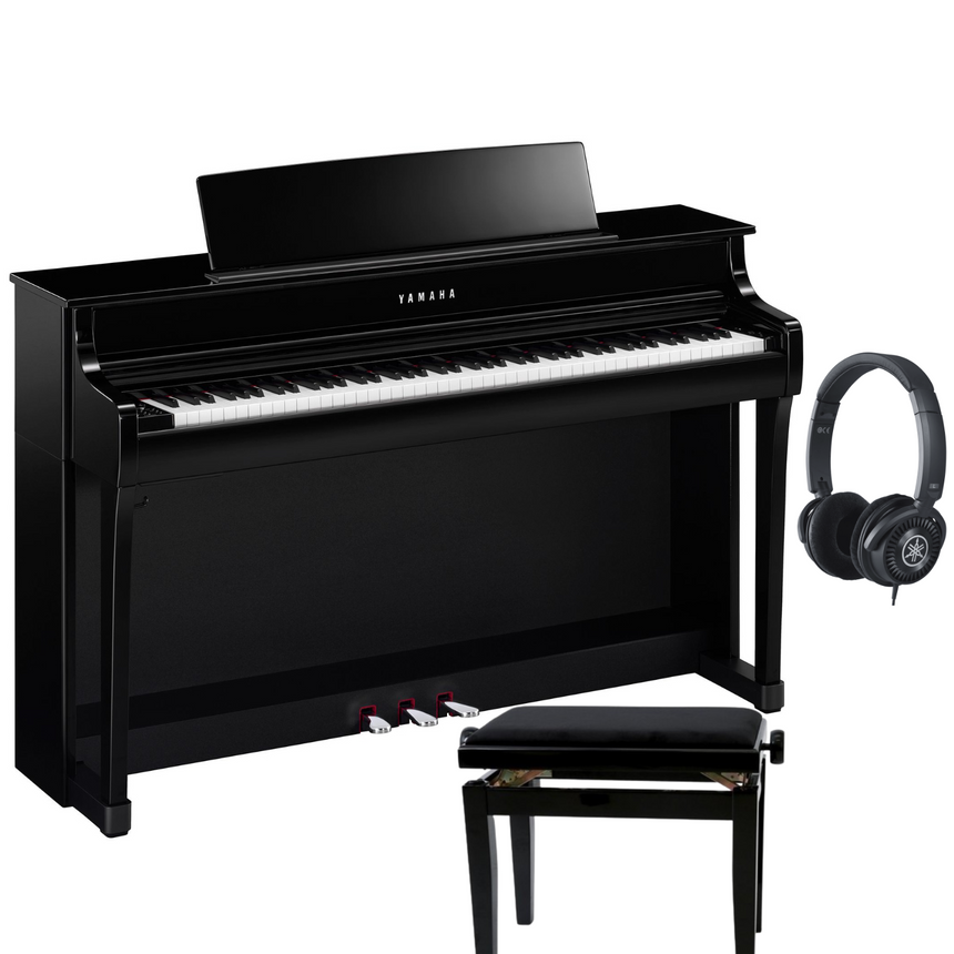 Yamaha CLP 845 Black Polished Bundle avec banc et casque