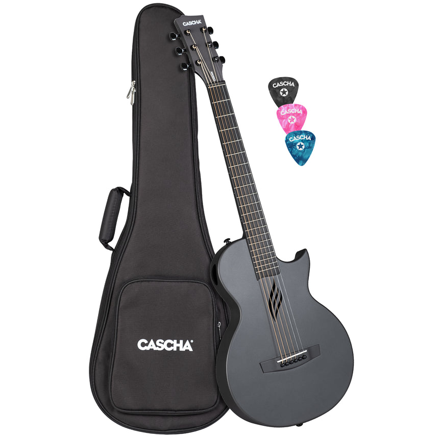 CASCHA  Carbon Fibre Akustikgitarre mit Tasche, Gurt und Plectren