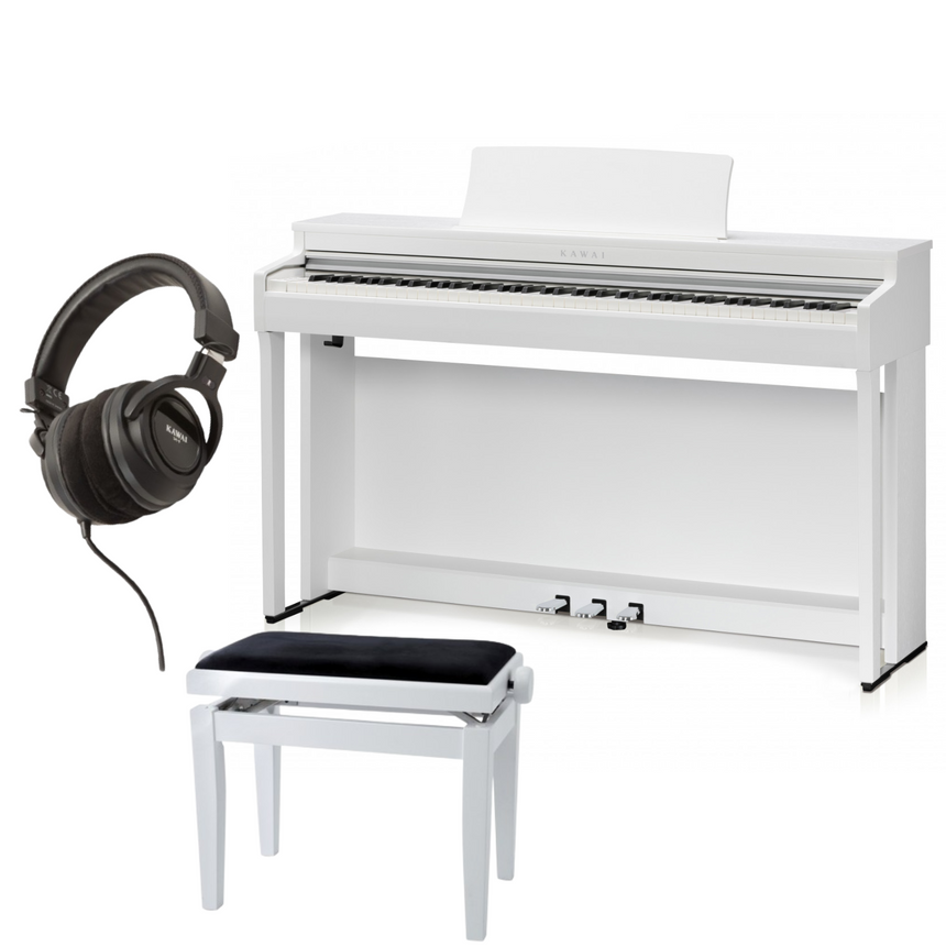 Kawai CN 201 Weiß Matt Bundle mit Bank und Kopfhörer