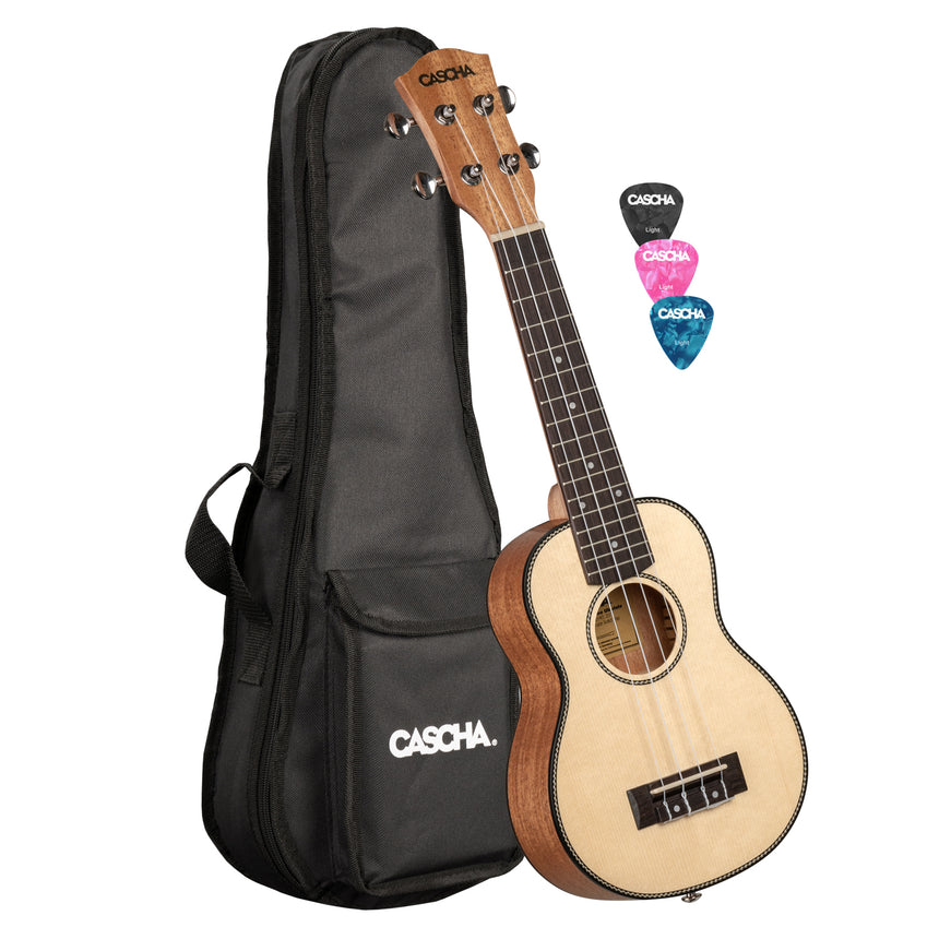 Cascha Sopran Ukulelen Set massive Decke mit Tasche HH2148