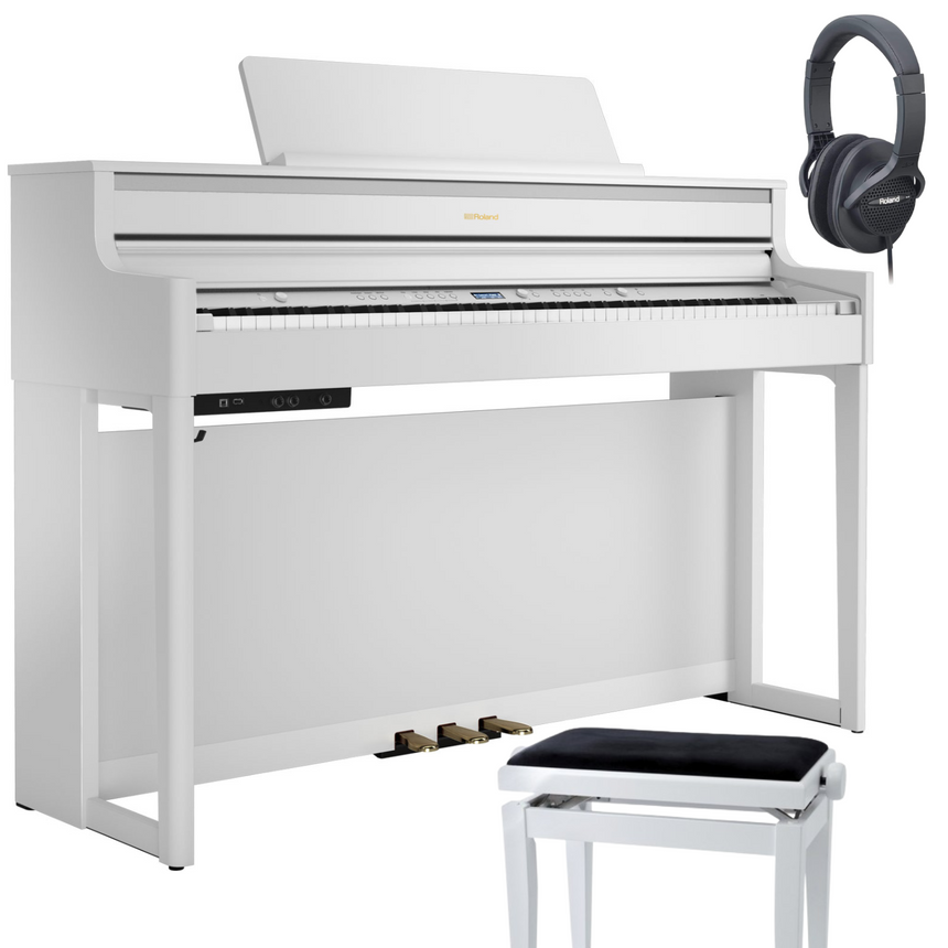 Roland HP-704 Bundle White Matt avec banc et casque