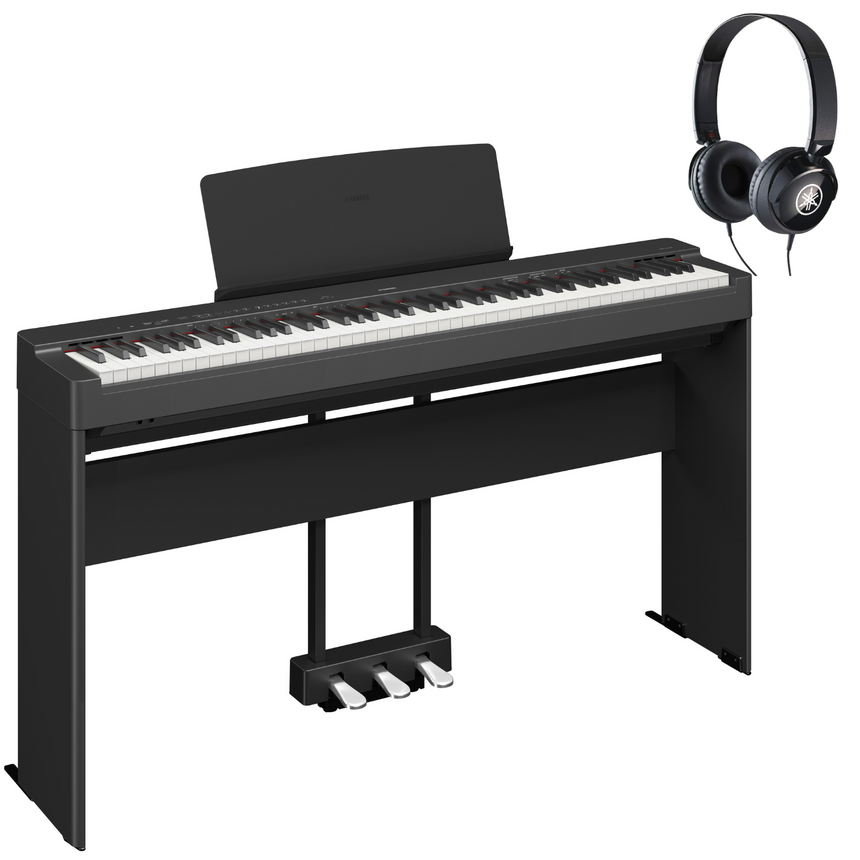 Yamaha P-225 Black Bundle avec support, pédales et écouteurs