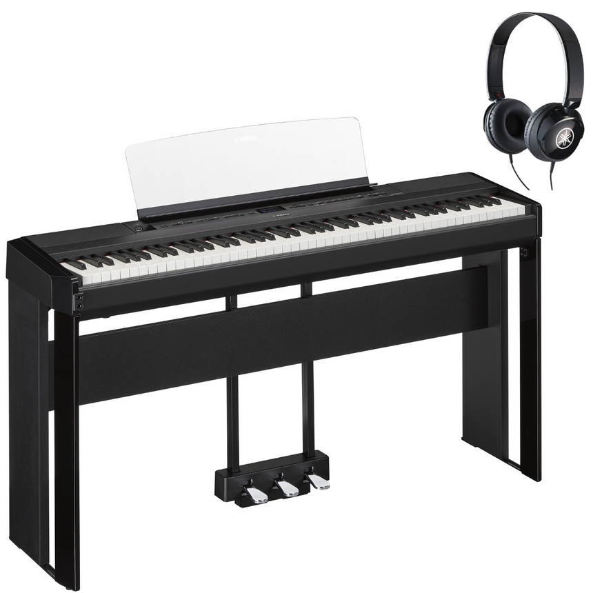 Yamaha P-525 Schwarz Bundle mit Ständer, Pedalen und Kopfhörer