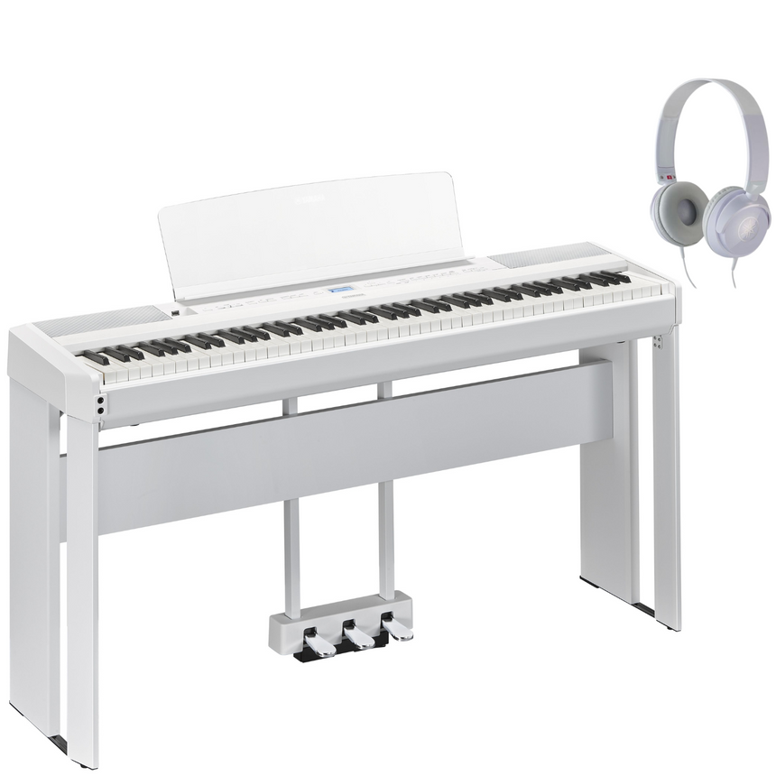 Yamaha P-525 White Bundle avec support, pédales et écouteurs